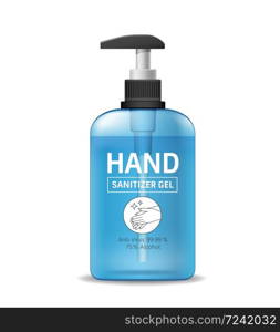 Alcohol sanitizer gel bottle, hand wash,virus protection isolated on white, vector illustration