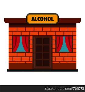 Alcohol shop icon. Flat illustration of alcohol shop vector icon for web. Alcohol shop icon, flat style