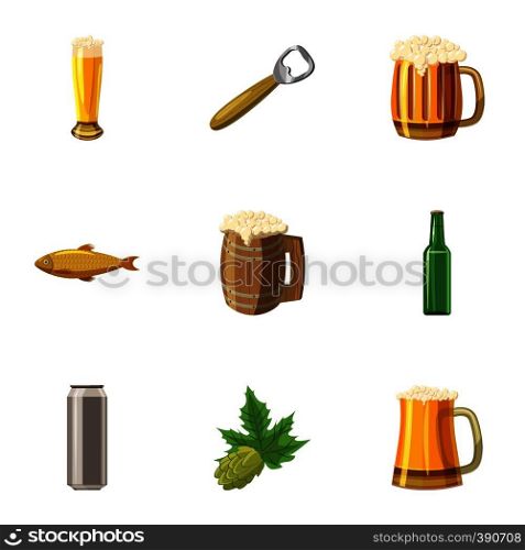 Alcoholic beer festival icons set. Cartoon illustration of 9 alcoholic beer festival vector icons for web. Alcoholic beer festival icons set, cartoon style