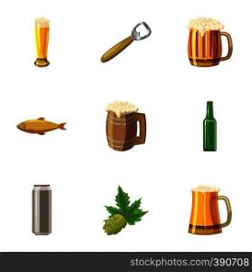 Alcoholic beer festival icons set. Cartoon illustration of 9 alcoholic beer festival vector icons for web. Alcoholic beer festival icons set, cartoon style