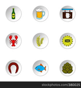 Alcoholic beverage icons set. Cartoon illustration of 9 alcoholic beverage vector icons for web. Alcoholic beverage icons set, cartoon style