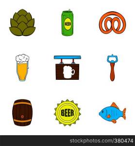 Alcoholic beverage icons set. Cartoon illustration of 9 alcoholic beverage vector icons for web. Alcoholic beverage icons set, cartoon style
