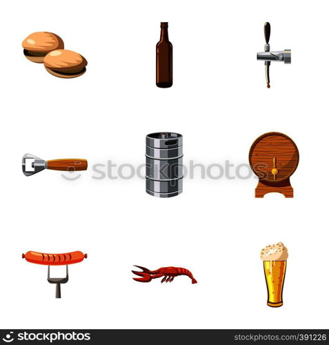 Alcoholic beverage icons set. Cartoon illustration of 9 alcoholic beverage vector icons for web. Alcoholic beverage icons set, cartoon style