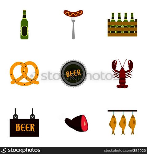 Alcoholic beverage icons set. Flat illustration of 9 alcoholic beverage vector icons for web. Alcoholic beverage icons set, flat style