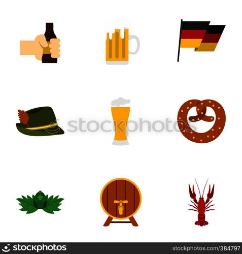 Alcoholic beverage icons set. Flat illustration of 9 alcoholic beverage vector icons for web. Alcoholic beverage icons set, flat style