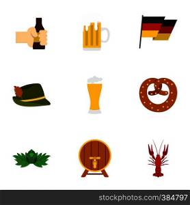 Alcoholic beverage icons set. Flat illustration of 9 alcoholic beverage vector icons for web. Alcoholic beverage icons set, flat style