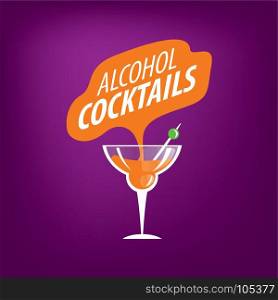 alcoholic cocktails logo. vector icons of alcoholic drinks by the glass