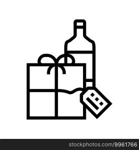 alcoholiv drink gift line icon vector. alcoholiv drink gift sign. isolated contour symbol black illustration. alcoholiv drink gift line icon vector illustration
