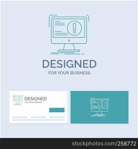 Alert, antivirus, attack, computer, virus Business Logo Line Icon Symbol for your business. Turquoise Business Cards with Brand logo template