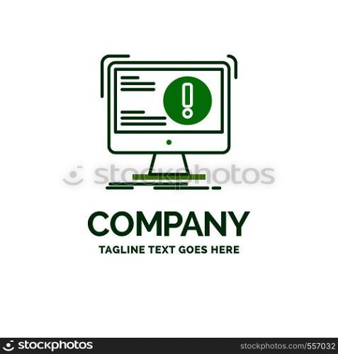 Alert, antivirus, attack, computer, virus Flat Business Logo template. Creative Green Brand Name Design.
