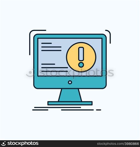 Alert, antivirus, attack, computer, virus Flat Icon. green and Yellow sign and symbols for website and Mobile appliation. vector illustration