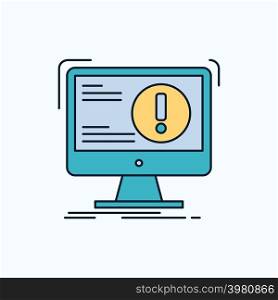 Alert, antivirus, attack, computer, virus Flat Icon. green and Yellow sign and symbols for website and Mobile appliation. vector illustration