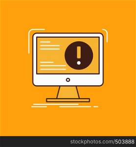 Alert, antivirus, attack, computer, virus Flat Line Filled Icon. Beautiful Logo button over yellow background for UI and UX, website or mobile application. Vector EPS10 Abstract Template background