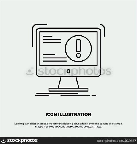 Alert, antivirus, attack, computer, virus Icon. Line vector gray symbol for UI and UX, website or mobile application. Vector EPS10 Abstract Template background