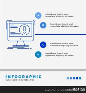 Alert, antivirus, attack, computer, virus Infographics Template for Website and Presentation. Line Blue icon infographic style vector illustration. Vector EPS10 Abstract Template background