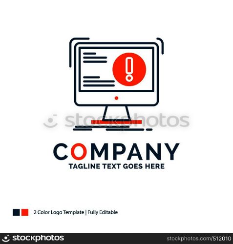 Alert, antivirus, attack, computer, virus Logo Design. Blue and Orange Brand Name Design. Place for Tagline. Business Logo template.