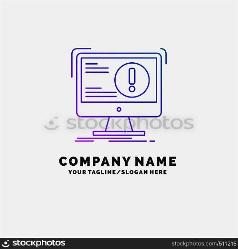 Alert, antivirus, attack, computer, virus Purple Business Logo Template. Place for Tagline. Vector EPS10 Abstract Template background