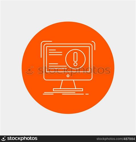 Alert, antivirus, attack, computer, virus White Line Icon in Circle background. vector icon illustration. Vector EPS10 Abstract Template background