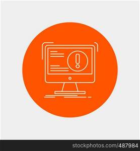 Alert, antivirus, attack, computer, virus White Line Icon in Circle background. vector icon illustration. Vector EPS10 Abstract Template background