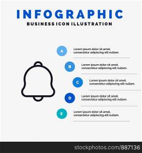 Alert, Bell, Notification, Sound Line icon with 5 steps presentation infographics Background