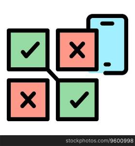 Alert choice icon outline vector. Interview survey. Text quiz color flat. Alert choice icon vector flat
