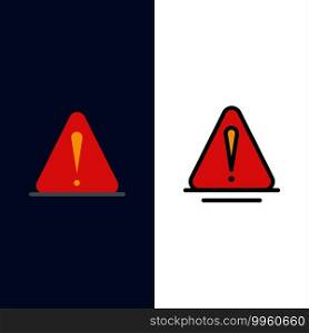 Alert, Danger, Warning, Logistic  Icons. Flat and Line Filled Icon Set Vector Blue Background