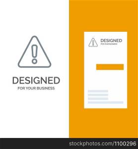 Alert, Danger, Warning, Sign Grey Logo Design and Business Card Template