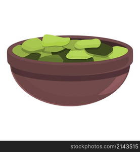 Algae salad bowl icon cartoon vector. Alga plant. Food sea. Algae salad bowl icon cartoon vector. Alga plant