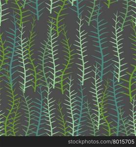 Algae seamless pattern. Green long Plant into sea or a lake. Vector background of plants&#xA;