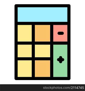 Algebra calculator icon. Outline algebra calculator vector icon color flat isolated. Algebra calculator icon color outline vector