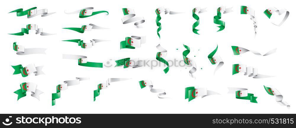 Algeria flag, vector illustration on a white background,. Algeria flag, vector illustration on a white background