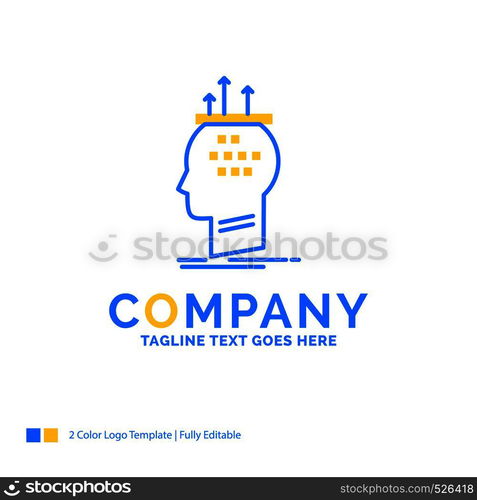 Algorithm, brain, conclusion, process, thinking Blue Yellow Business Logo template. Creative Design Template Place for Tagline.