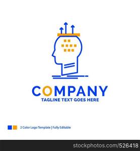 Algorithm, brain, conclusion, process, thinking Blue Yellow Business Logo template. Creative Design Template Place for Tagline.