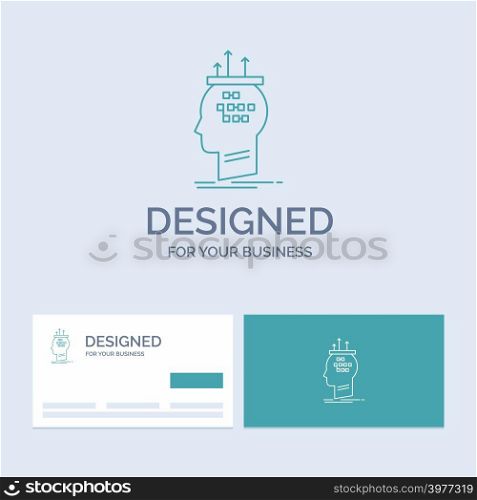 Algorithm, brain, conclusion, process, thinking Business Logo Line Icon Symbol for your business. Turquoise Business Cards with Brand logo template