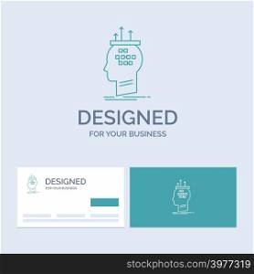Algorithm, brain, conclusion, process, thinking Business Logo Line Icon Symbol for your business. Turquoise Business Cards with Brand logo template