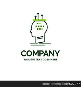 Algorithm, brain, conclusion, process, thinking Flat Business Logo template. Creative Green Brand Name Design.