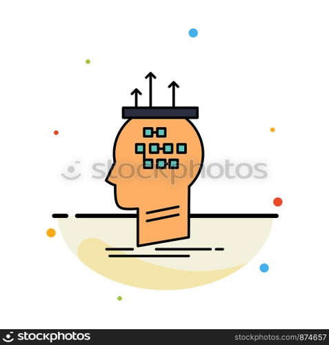 Algorithm, brain, conclusion, process, thinking Flat Color Icon Vector