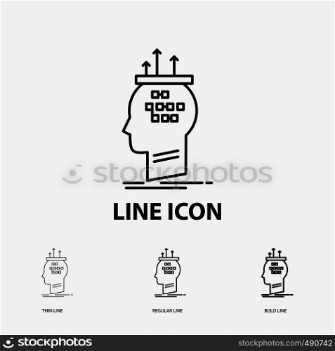 Algorithm, brain, conclusion, process, thinking Icon in Thin, Regular and Bold Line Style. Vector illustration. Vector EPS10 Abstract Template background