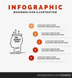 Algorithm, brain, conclusion, process, thinking Infographics Template for Website and Presentation. Line Gray icon with Orange infographic style vector illustration. Vector EPS10 Abstract Template background