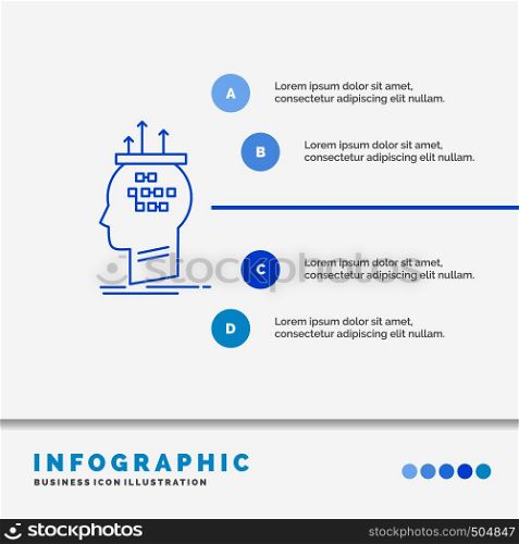 Algorithm, brain, conclusion, process, thinking Infographics Template for Website and Presentation. Line Blue icon infographic style vector illustration. Vector EPS10 Abstract Template background