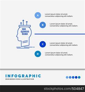 Algorithm, brain, conclusion, process, thinking Infographics Template for Website and Presentation. Line Blue icon infographic style vector illustration. Vector EPS10 Abstract Template background