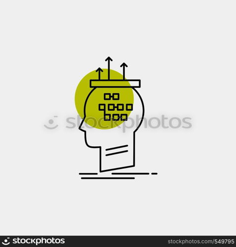 Algorithm, brain, conclusion, process, thinking Line Icon. Vector EPS10 Abstract Template background