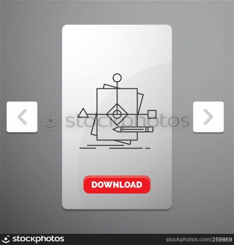 Algorithm, business, foretelling, pattern, plan Line Icon in Carousal Pagination Slider Design & Red Download Button
