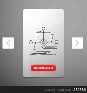 Algorithm, business, foretelling, pattern, plan Line Icon in Carousal Pagination Slider Design & Red Download Button