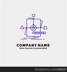 Algorithm, business, foretelling, pattern, plan Purple Business Logo Template. Place for Tagline. Vector EPS10 Abstract Template background