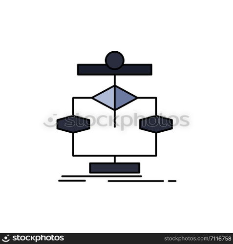 Algorithm, chart, data, diagram, flow Flat Color Icon Vector