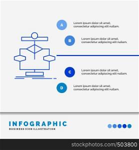 Algorithm, chart, data, diagram, flow Infographics Template for Website and Presentation. Line Blue icon infographic style vector illustration. Vector EPS10 Abstract Template background