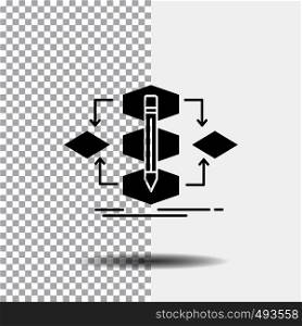 Algorithm, design, method, model, process Glyph Icon on Transparent Background. Black Icon. Vector EPS10 Abstract Template background