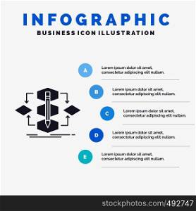 Algorithm, design, method, model, process Infographics Template for Website and Presentation. GLyph Gray icon with Blue infographic style vector illustration.. Vector EPS10 Abstract Template background