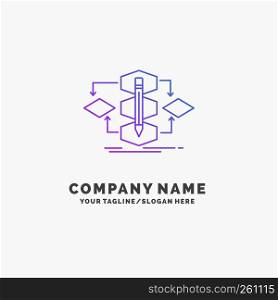 Algorithm, design, method, model, process Purple Business Logo Template. Place for Tagline